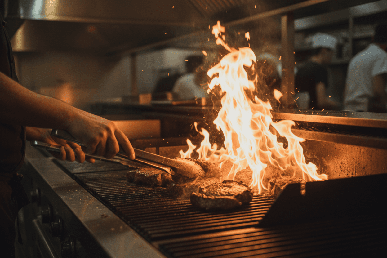 Carne asada on grill